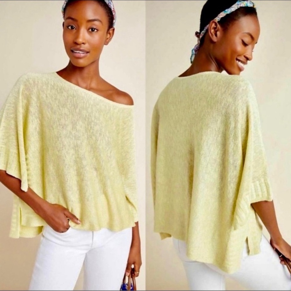Anthropologie Alicia Shimmer Pull Over Super Oversized Size Medium Linen Blend